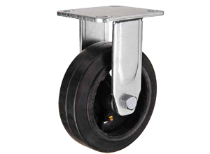 Чугунное большегрузное колесо с площадкой литой черной резиной